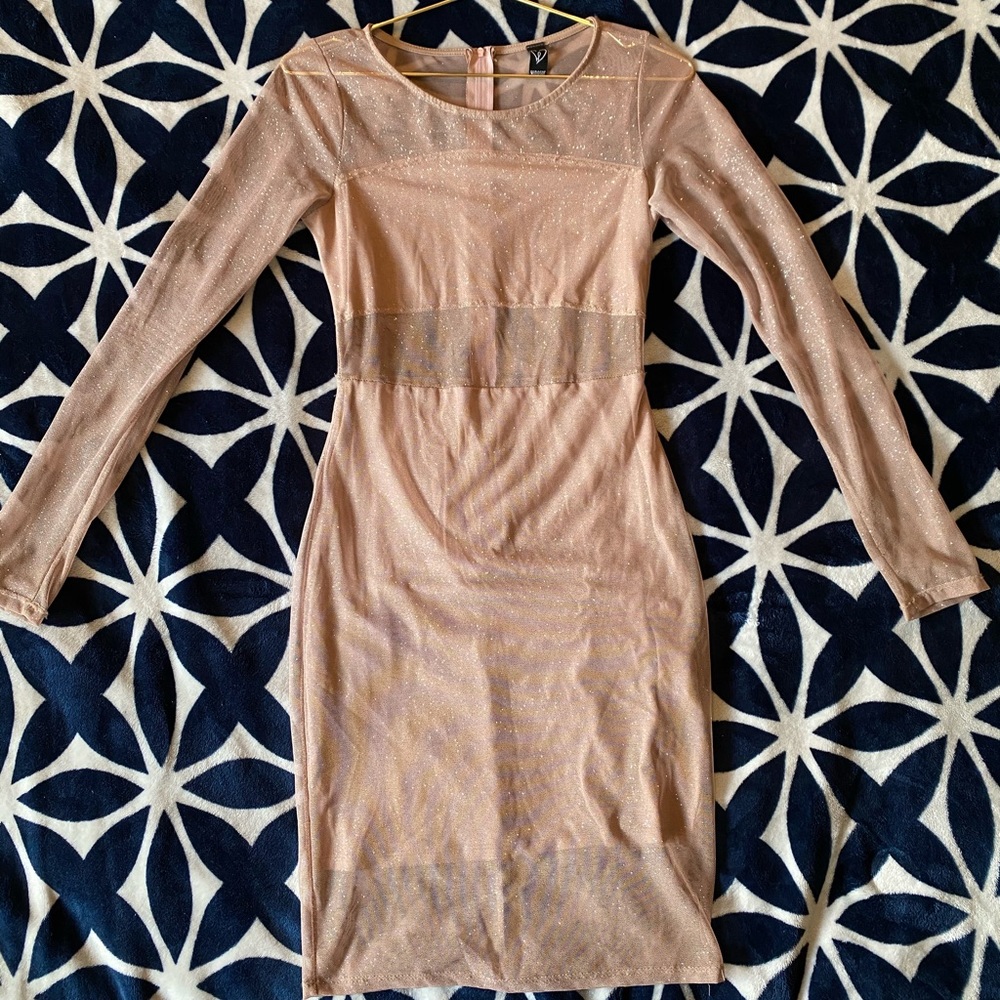 Shimmer Bodycon Long Sleeve Dress